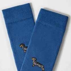 Chaussettes "Teckel" motif brodé - Coton bio