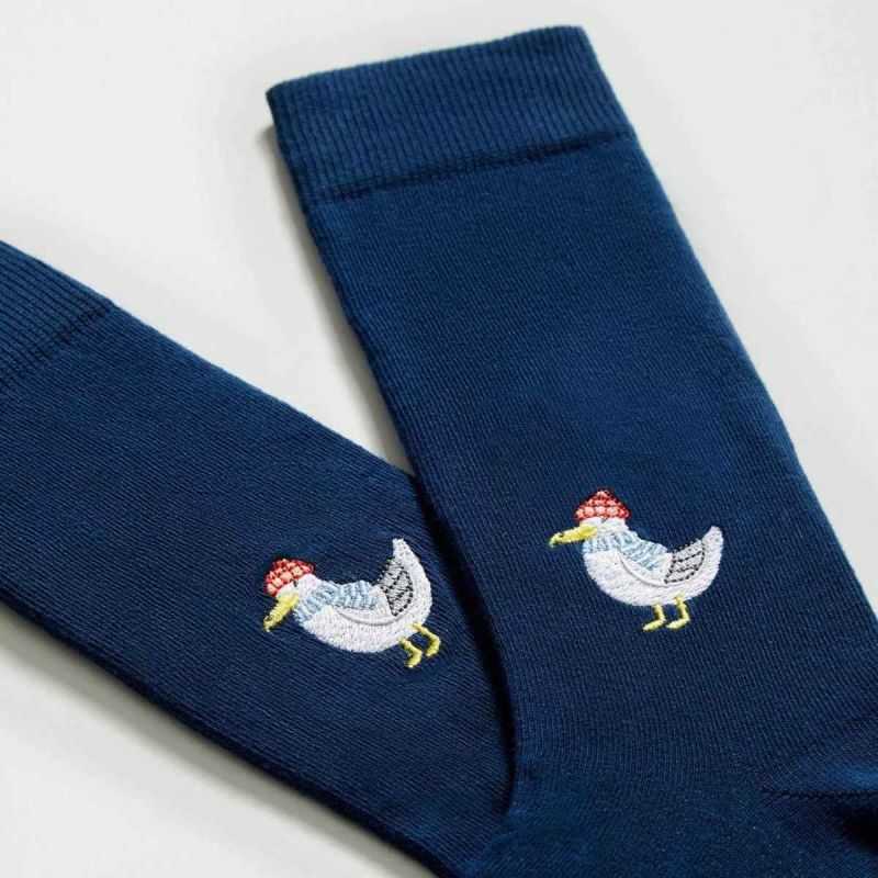 Chaussettes "Mouette" motif brodé - Coton bio