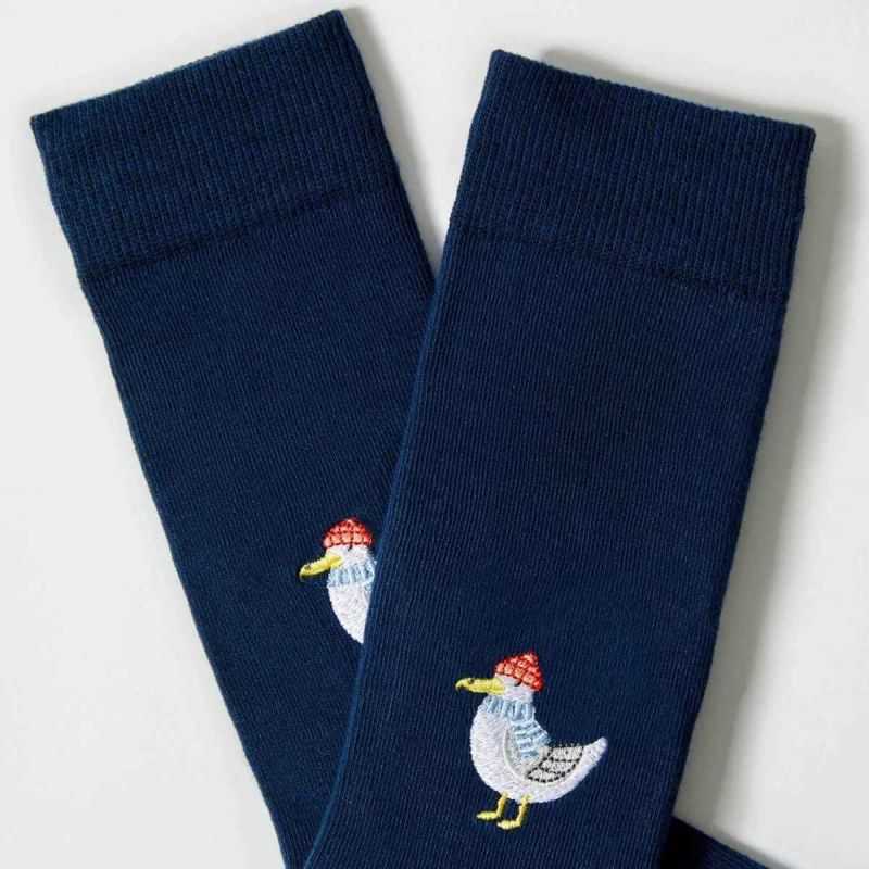 Chaussettes "Mouette" motif brodé - Coton bio