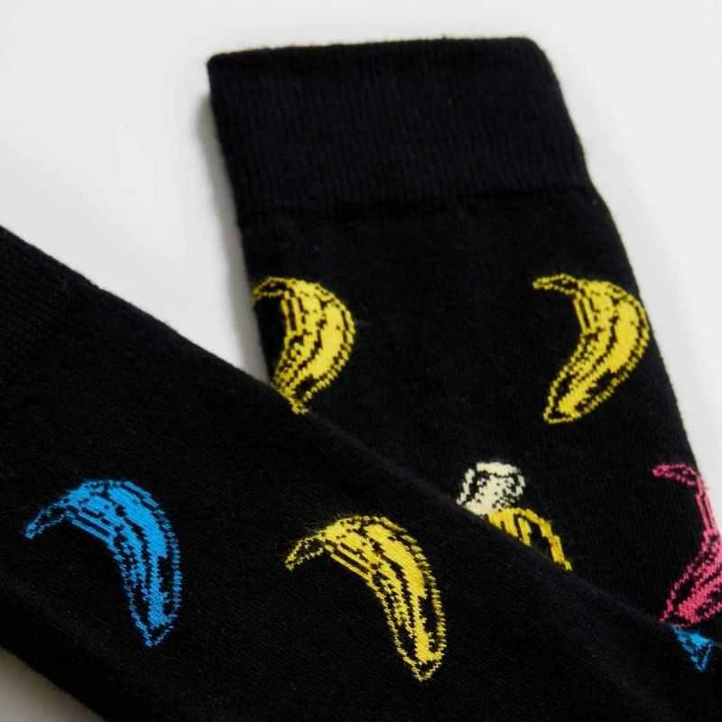 Chaussettes "Banana" noires - Coton bio