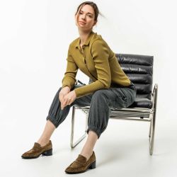 Gilet en tricot côtelé "UNARA" avec col polo – 100 % coton bio