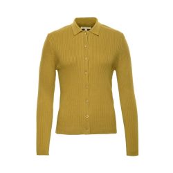 Gilet en tricot côtelé "UNARA" avec col polo – 100 % coton bio