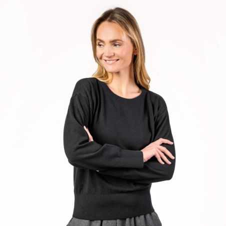 Pullover en tricot fin "UNDINE" – Coton bio et laine