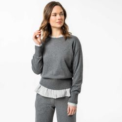 Pullover en tricot fin "UNDINE" – Coton bio et laine