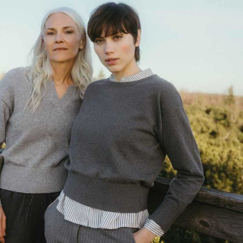 Pullover en tricot fin "UNDINE" – Coton bio et laine