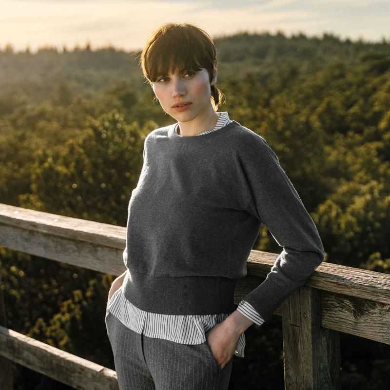 Pullover en tricot fin "UNDINE" – Coton bio et laine