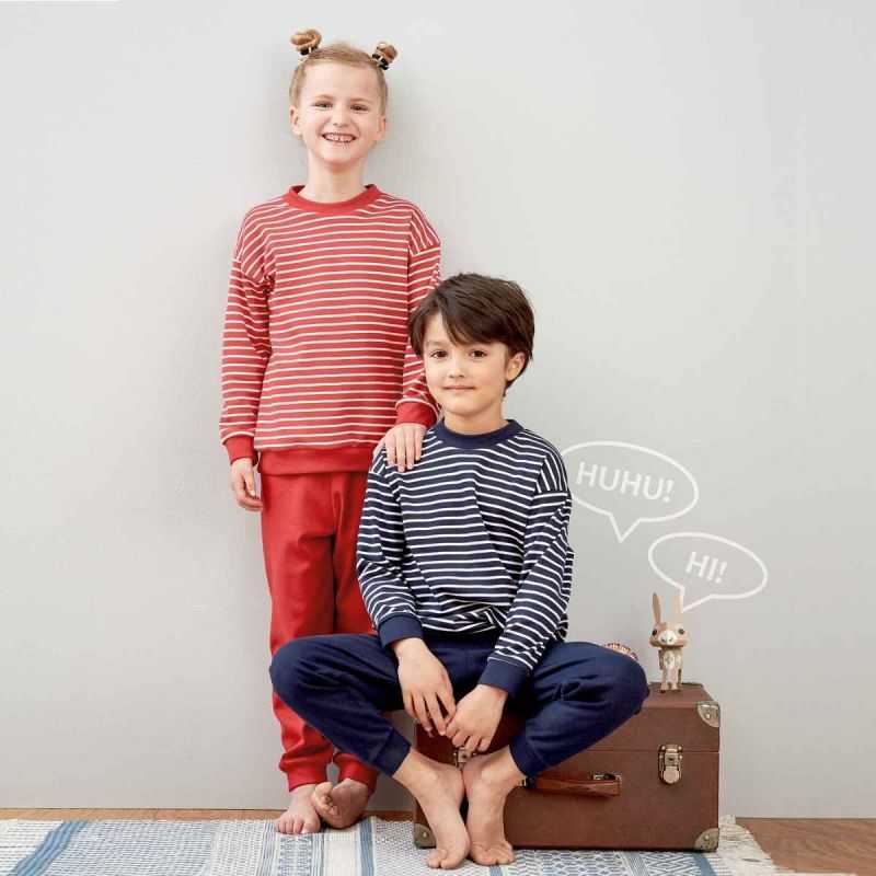 Pyjama enfant rayé manches longues - 100% coton bio GOTS