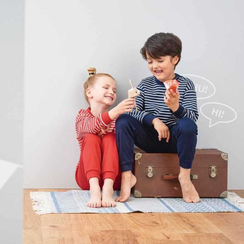 Pyjama enfant rayé manches longues - 100% coton bio GOTS