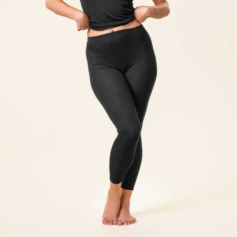 Caleçon long "FENJA" - Laine bio & Soie - Noir