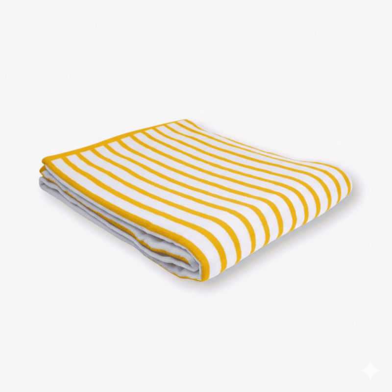 Drap de plage rayé 100x180, 100% coton bio
