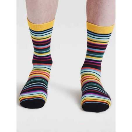 Chaussettes avec rayures colorées - Viscose de bambou