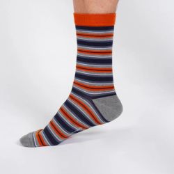 Chaussettes rayées "Blue Orange" – Viscose de bambou