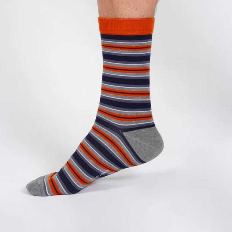 Chaussettes rayées "Blue Orange" - Viscose de bambou