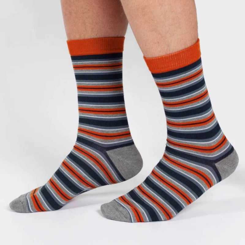Chaussettes rayées "Blue Orange" - Viscose de bambou