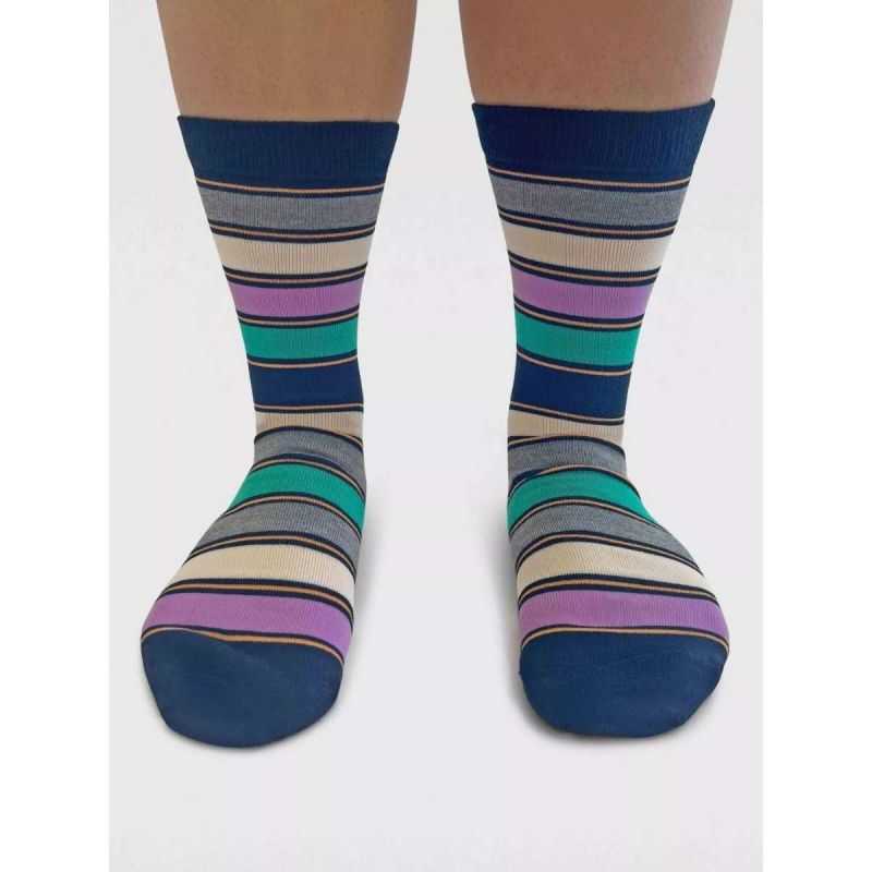 Chaussettes multi-rayures colorées - Viscose de bambou