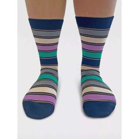 Chaussettes multi-rayures colorées - Viscose de bambou