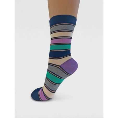 Chaussettes multi-rayures colorées - Viscose de bambou