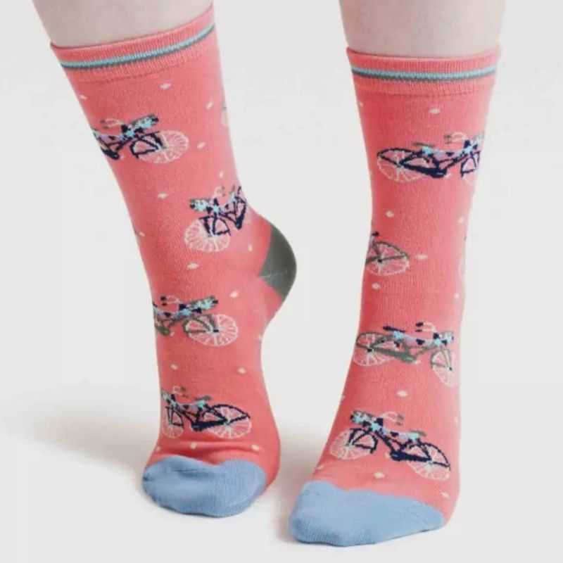 Chaussettes "Bike Pink" - Viscose de bambou