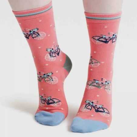 Chaussettes "Bike Pink" - Viscose de bambou