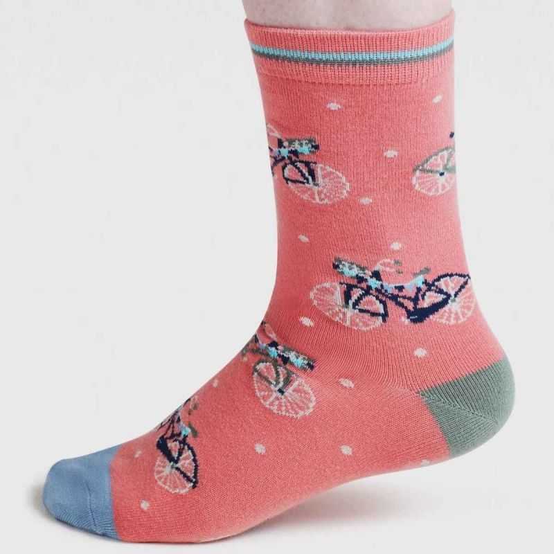 Chaussettes "Bike Pink" - Viscose de bambou