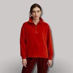 Pull col montant en velours - 100% coton bio