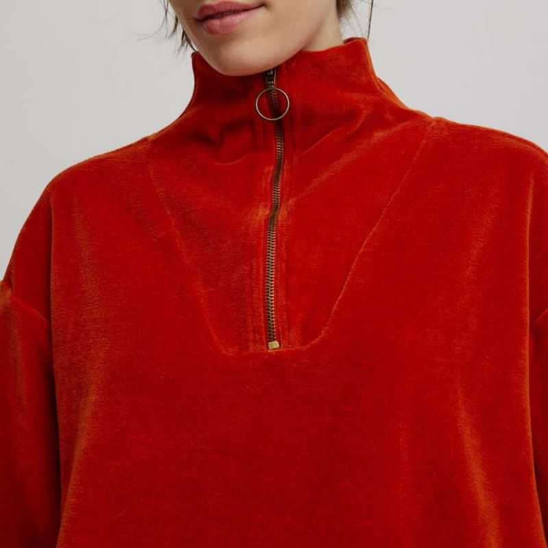 Pull col montant en velours - Coton bio GOTS