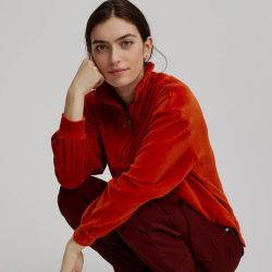 Pull col montant en velours - Coton bio GOTS