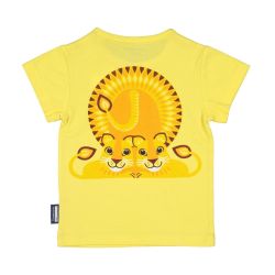 T-shirt enfant "LION" jaune à manches courtes, 100% coton bio