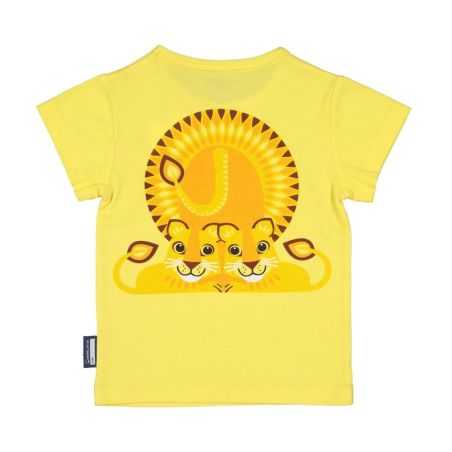 T-shirt enfant "LION" jaune à manches courtes, 100% coton bio