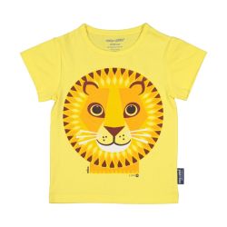 T-shirt enfant "LION" jaune à manches courtes, 100% coton bio