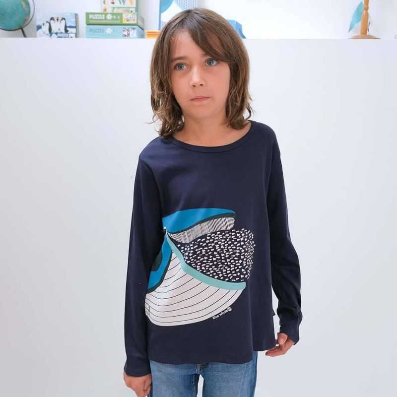 T-shirt manches longues "BALEINE" - 100% coton bio