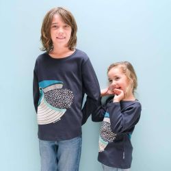 T-shirt manches longues "BALEINE" - 100% coton bio