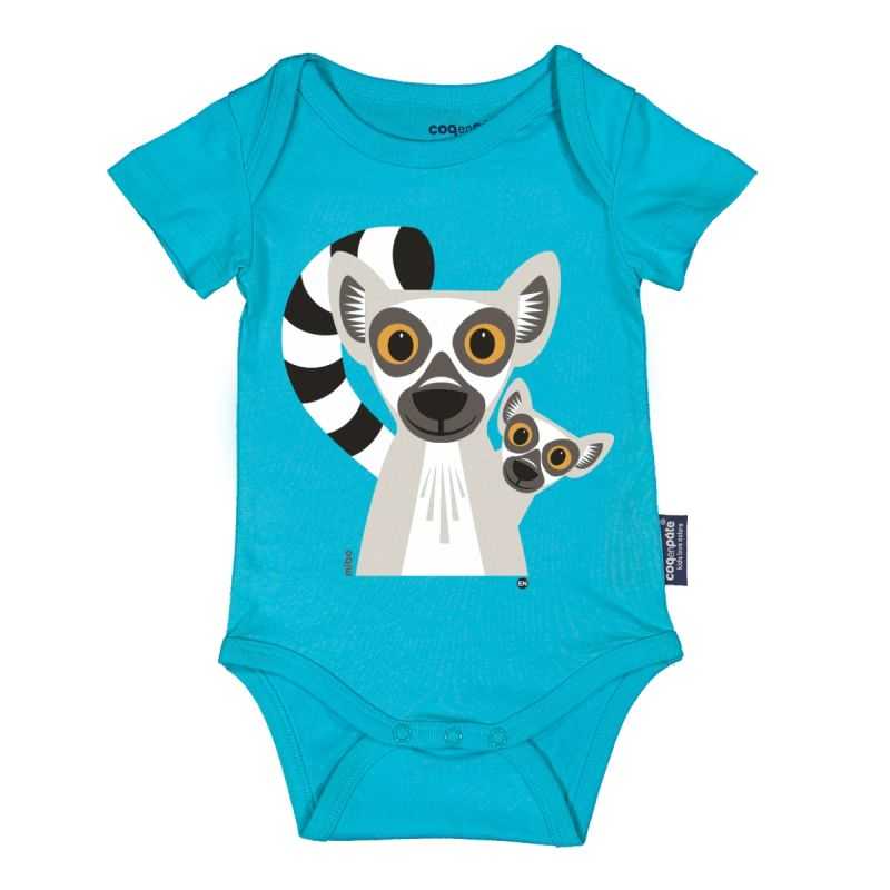 Body bébé manches courtes "LÉMURIEN" - 100% coton bio