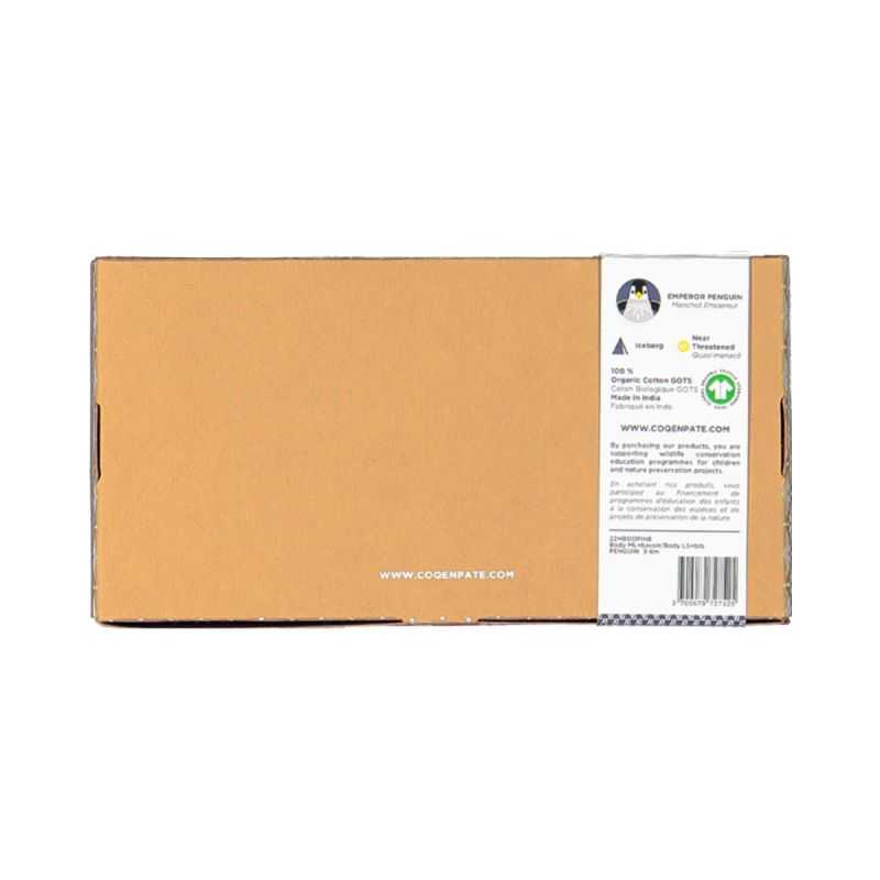 Coffret body manches longues et bavoir "PINGOUIN" - 100% coton bio
