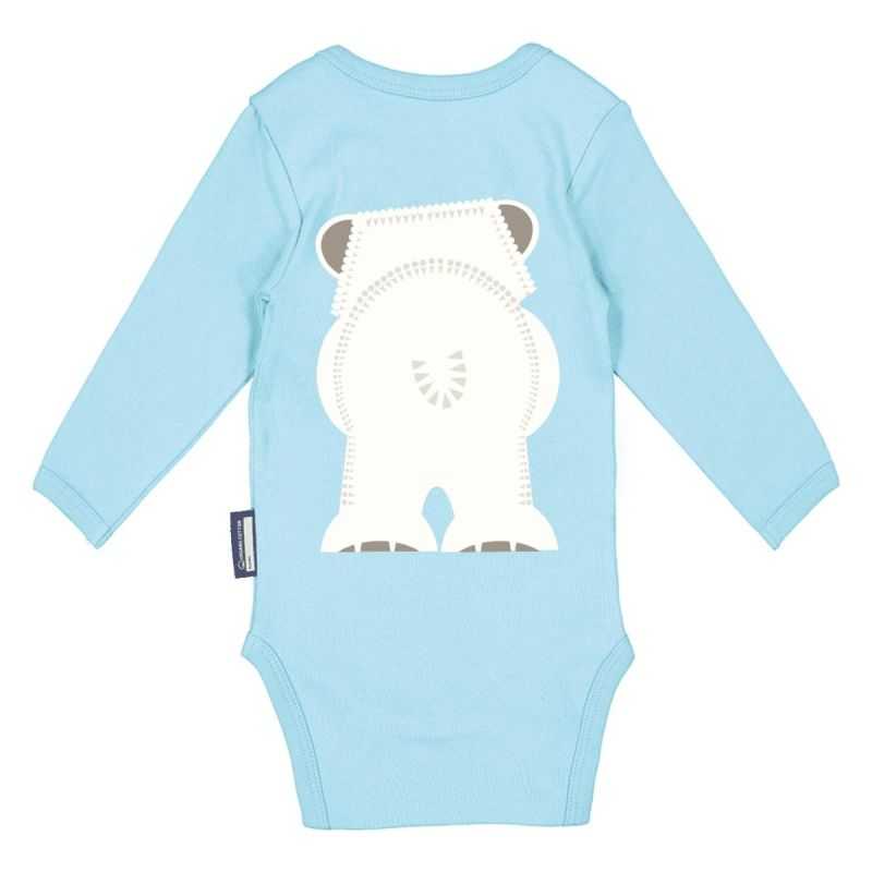 Coffret body manches longues et bavoir "OURS POLAIRE" - 100% coton bio
