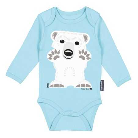 Coffret body manches longues et bavoir "OURS POLAIRE" - 100% coton bio