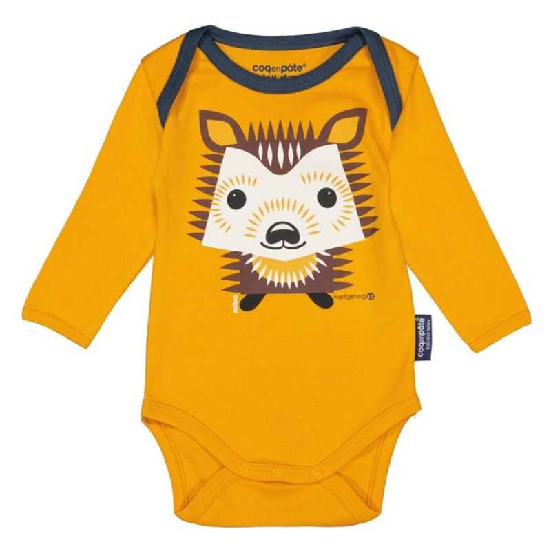 Coffret body manches longues et bavoir "HERISSON" - 100% coton bio