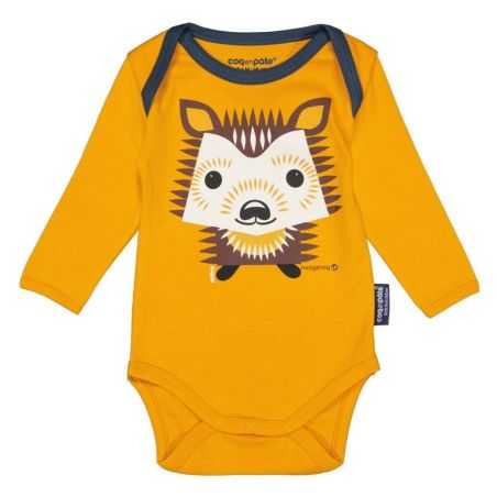 Coffret body manches longues et bavoir "HERISSON" - 100% coton bio