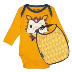 Coffret body manches longues et bavoir "HERISSON" - 100% coton bio