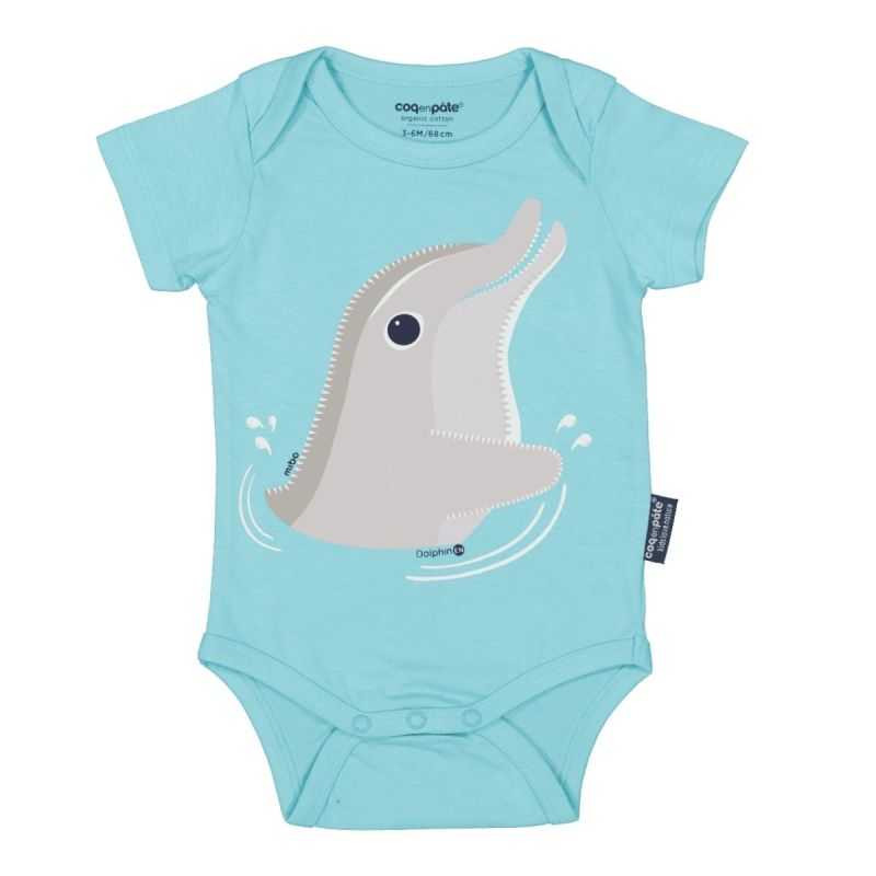 Body bébé manches courtes "DAUPHIN" - 100% coton bio