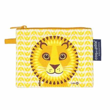 Porte monnaie Coq en Pâte jaune coton bio imprimé lion