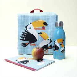 Sac à dos "TOUCAN" bleu - 100% Coton bio GOTS