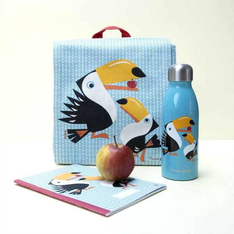 Sac à dos "TOUCAN" bleu - 100% Coton bio GOTS