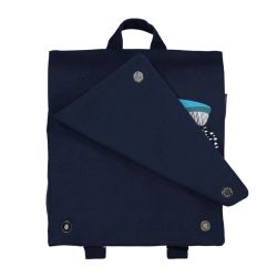 Sac à dos "BALEINE" bleu - 100% Coton bio GOTS