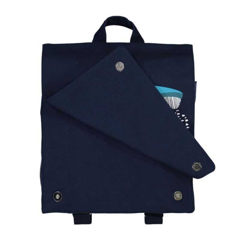Sac à dos "BALEINE" bleu - 100% Coton bio GOTS