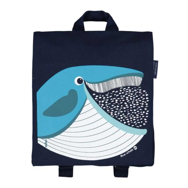 Sac à dos "BALEINE" bleu - 100% Coton bio GOTS