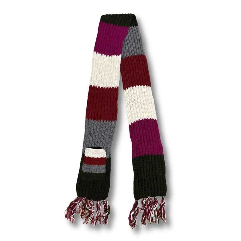Écharpe artisanale multicolore avec poches - 100% Laine