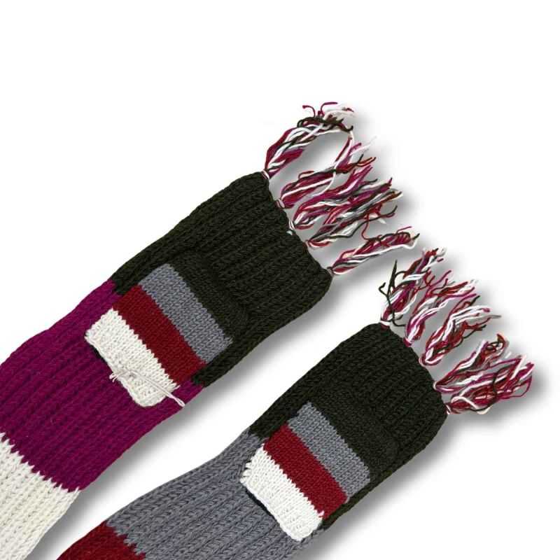 Écharpe artisanale multicolore avec poches - 100% Laine