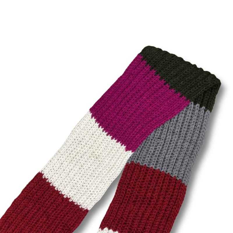 Écharpe artisanale multicolore avec poches - 100% Laine