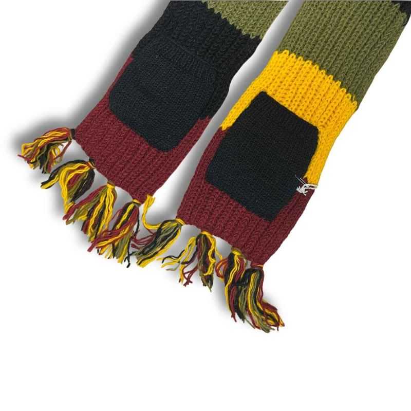 Écharpe artisanale multicolore avec poches - 100% Laine